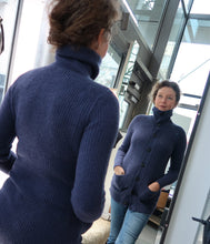Load the image into the gallery viewer, engage Cashmere knit cardigan turtleneck