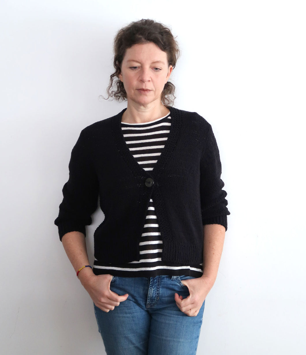Esisto Baumwoll-Mix Strickjacke V-Ausschnitt 3/4 Armlänge