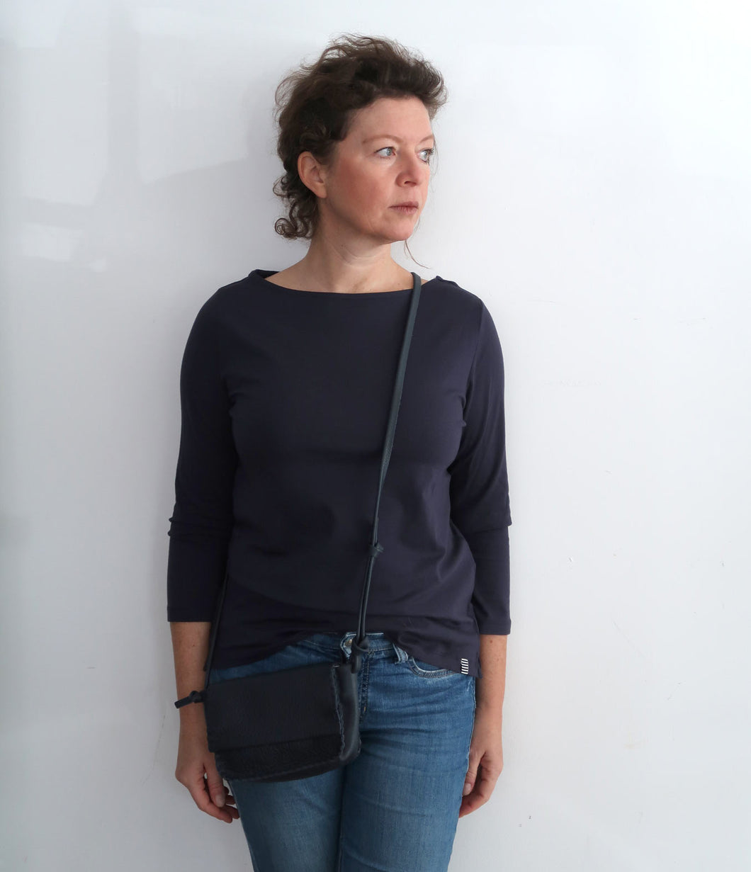 The Shirt Project Organic Baumwolle-Modal-Mix Shirt U-Boot Ausschnitt 3/4 Arm