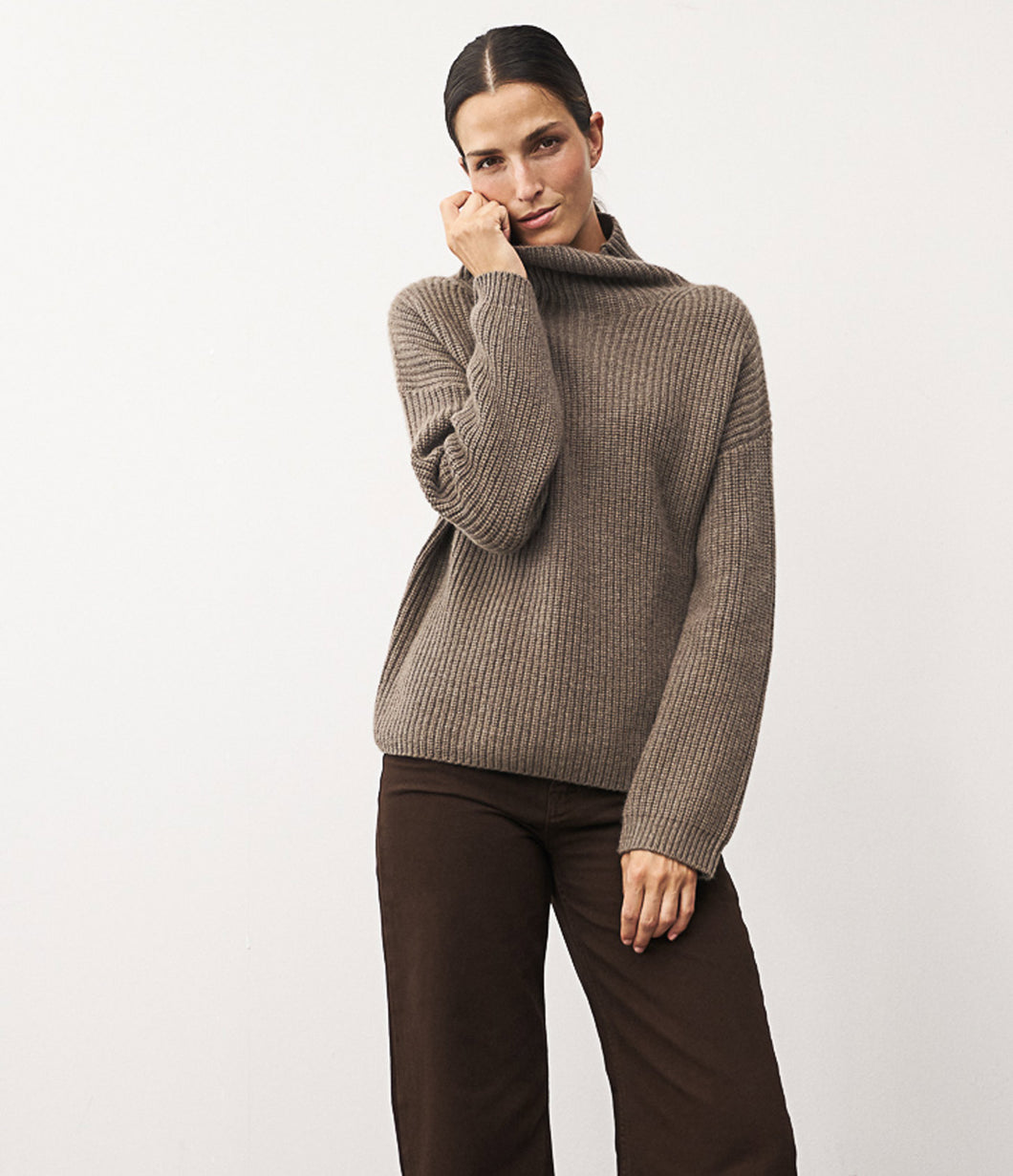 0039Italy Kaschmir-Wolle-Mix Stehkragen Pullover Lona