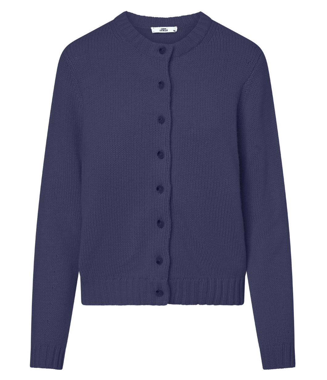 0039Italy Kaschmir-Wolle-Mix Strickjacke Giulia Rundhalsausschnitt