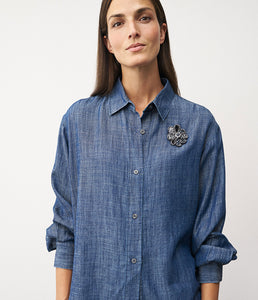 0039Italy Lyocell-Leinen Bluse Elsa Glam