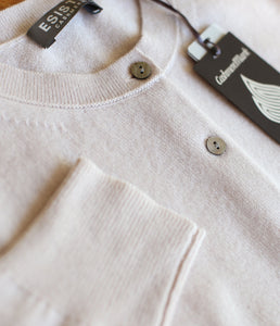 Esisto Kaschmir Strickjacke Rundhalsausschnitt Langarm