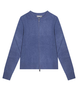 Esisto Kaschmir Strickjacke Zip Rundhalsausschnitt Langarm