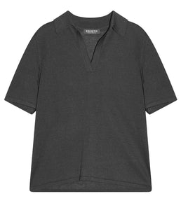 Esisto Leinen-Viskose-Mix Strick Polo Kurzarm