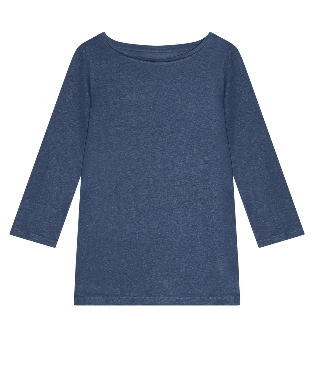 Majestic Filatures Leinen-Mix Shirt U-Boot Ausschnitt