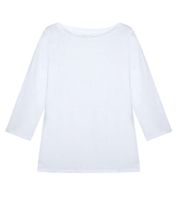 Majestic Filatures Leinen-Mix Shirt U-Boot Ausschnitt