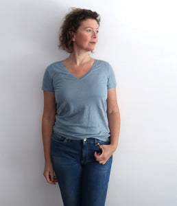 Majestic Filatures Leinen-Mix Shirt V-Ausschnitt Kurzarm