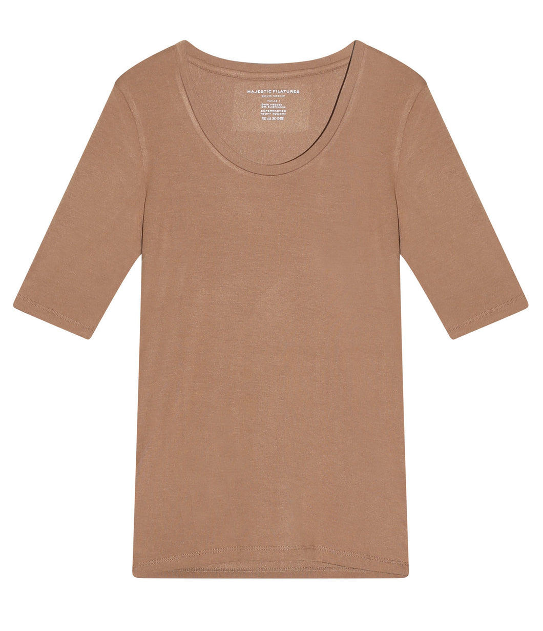 Majestic Filatures Viscose Mix Shirt Round Neck Long Sleeve