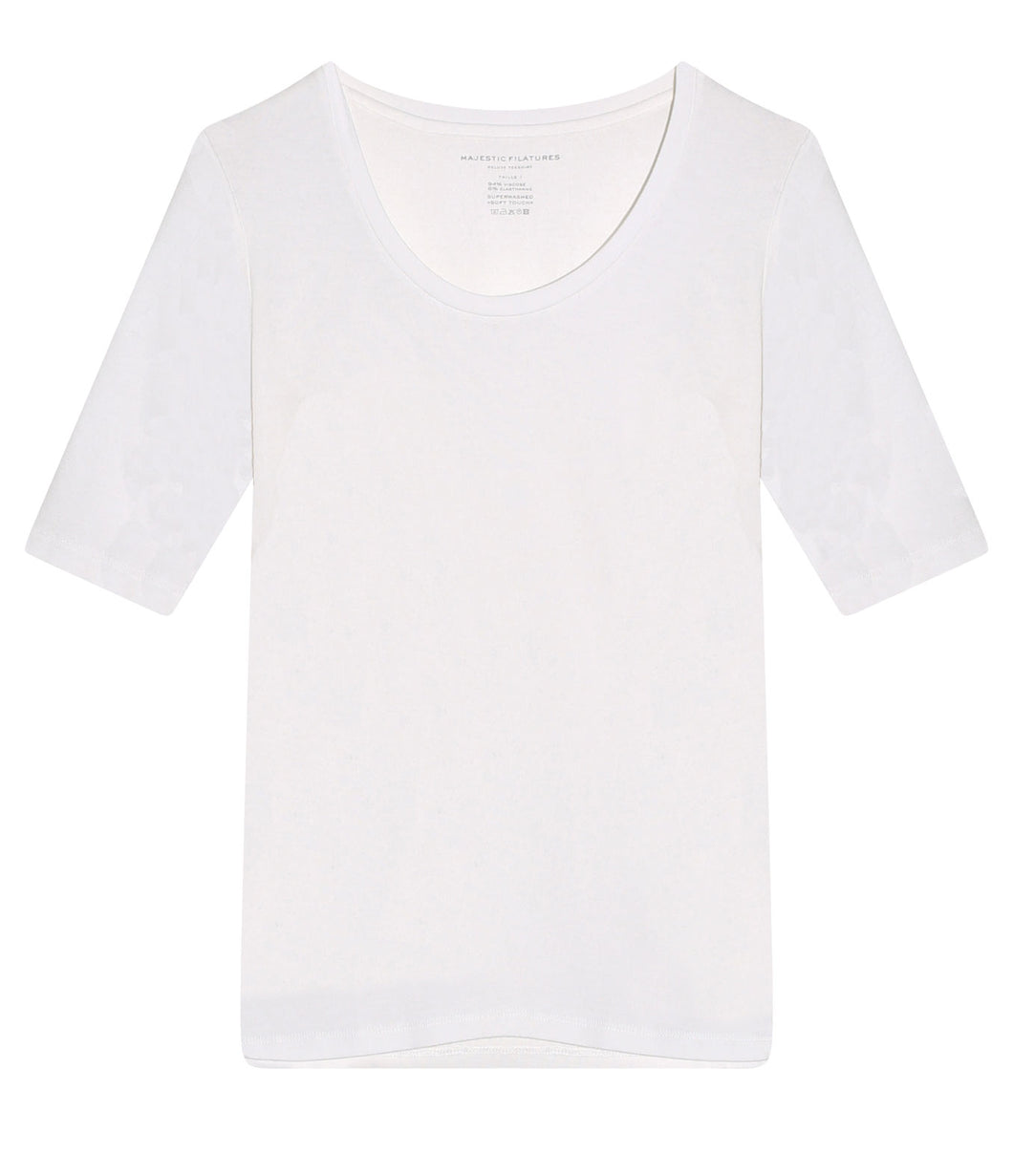Majestic Filatures Viscose Mix Shirt Round Neck Long Sleeve