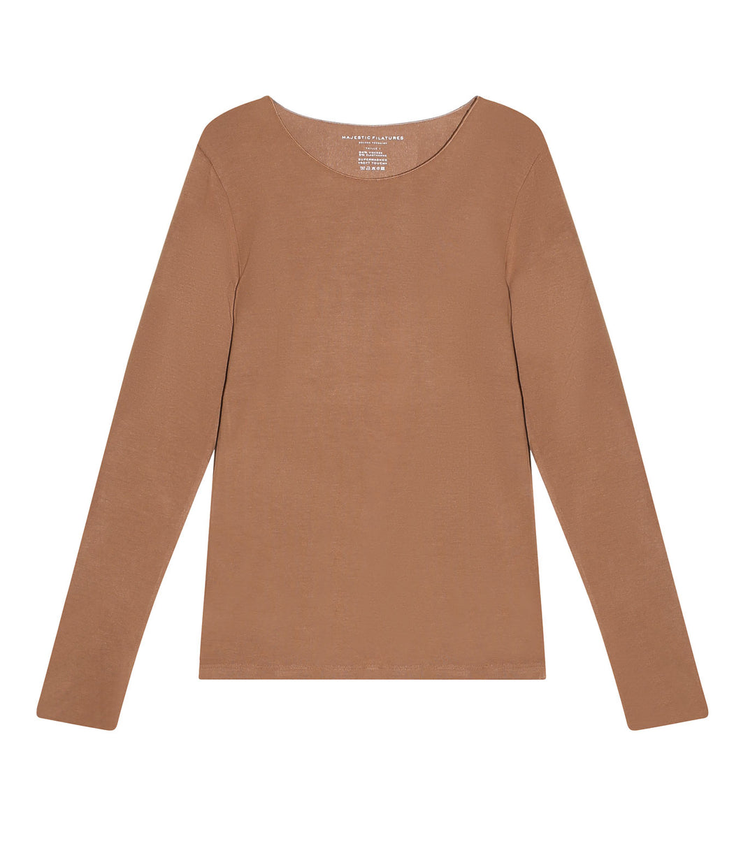 Majestic Filatures Viscose Mix Shirt Round Neck Long Sleeve