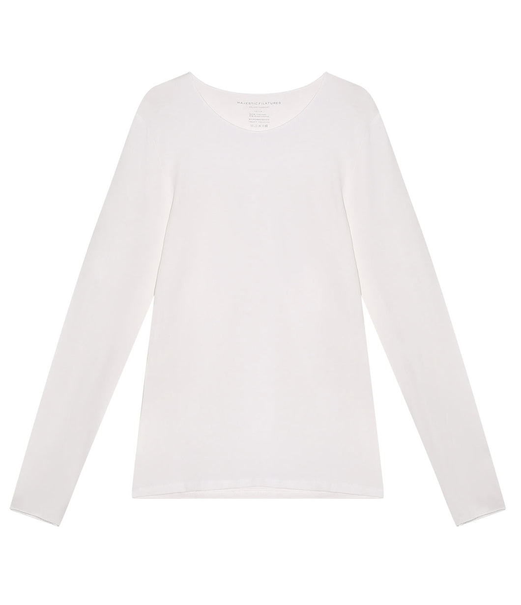 Majestic Filatures Viscose Mix Shirt Round Neck Long Sleeve