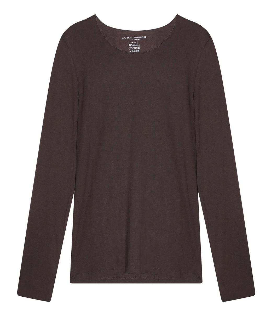Majestic Filatures Viscose Mix Shirt Round Neck Long Sleeve