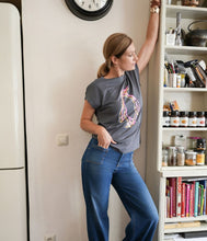 Load the image into the gallery viewer, Railin cotton-modal shirt round neck short sleeve
