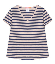 Laden Sie das Bild in den Galerie-Viewer, The Shirt Project Organic Baumwoll Shirt V-Ausschnitt Kurzarm Streifen
