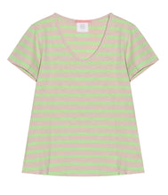 Laden Sie das Bild in den Galerie-Viewer, The Shirt Project Organic Baumwoll Shirt V-Ausschnitt Kurzarm Streifen
