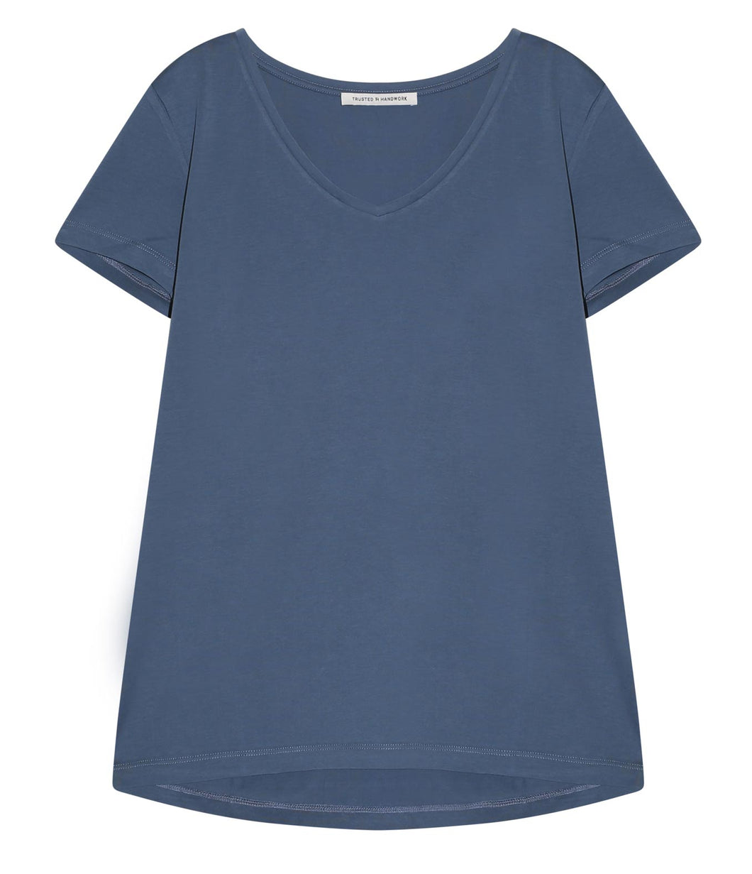 Trusted Handwork Baumwoll T-Shirt Toulouse V-Ausschnitt Kurzarm