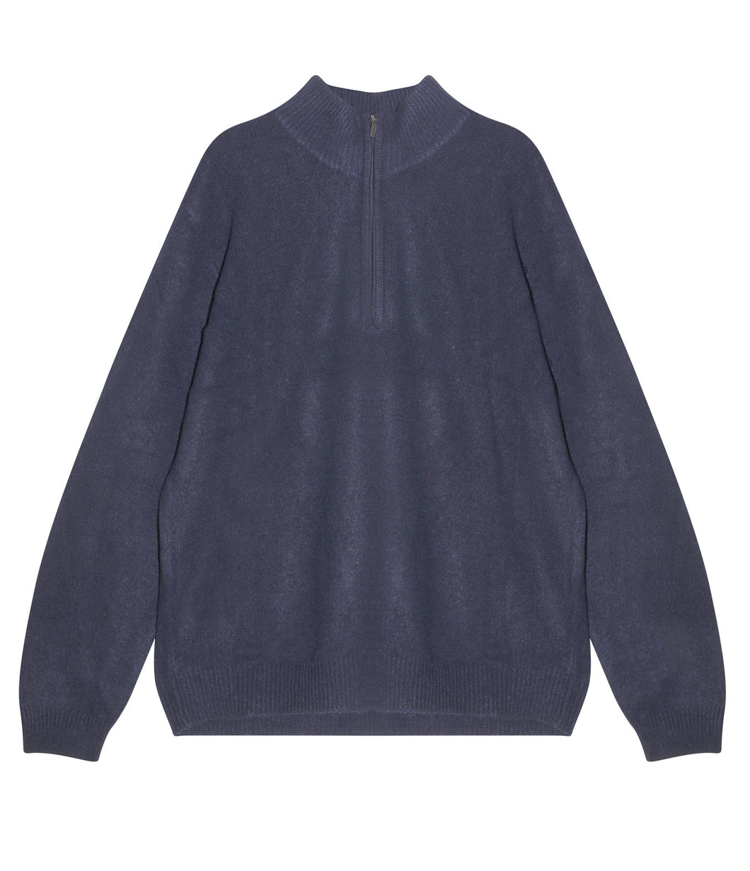 engage Herren recycled Kaschmir Pullover Zip Kragen