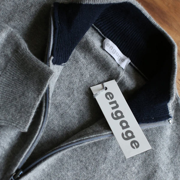 Engage Kaschmir Herren Pullover mit Zipper Grau