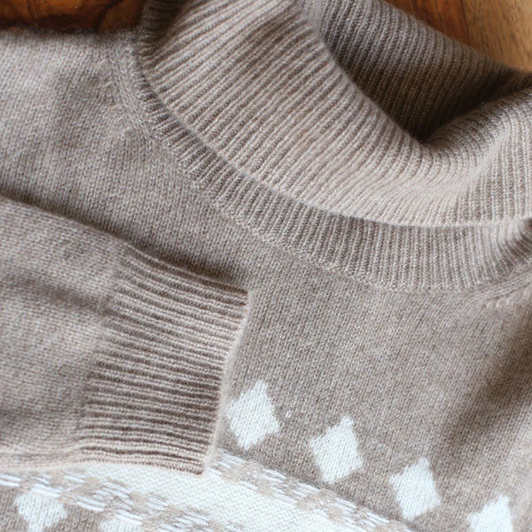 Esisto Kaschmir Pullover beige mit Muster in Creme