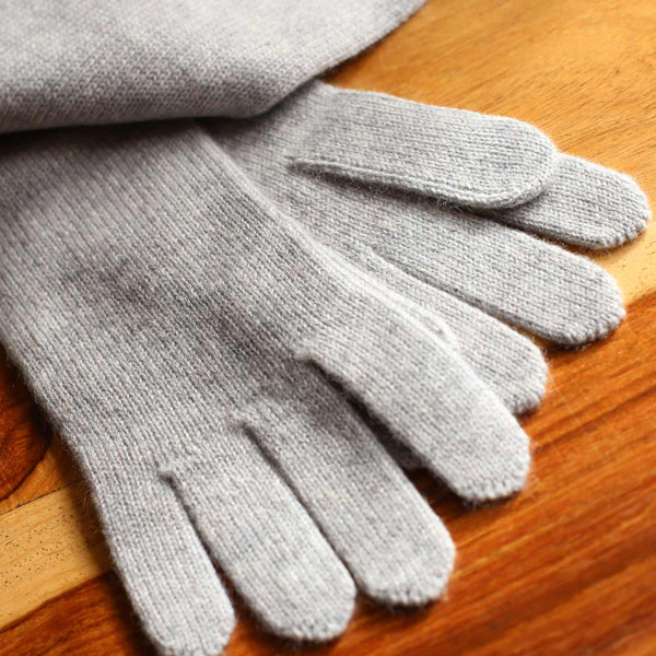 Enagae Kaschmir Handschuhe Hellgrau