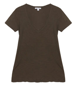 James Perse Baumwoll Shirt V-Ausschnitt Kurzarm