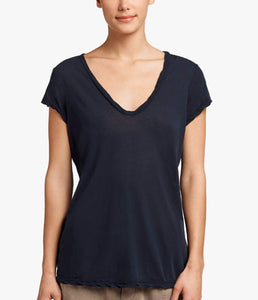 James Perse Baumwoll Shirt V-Ausschnitt Kurzarm