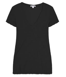 James Perse Baumwoll Shirt V-Ausschnitt Kurzarm