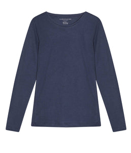 Majestic Filatures Baumwoll-Kaschmir Shirt Rundhalsausschnitt Langarm