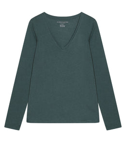 Majestic Filatures Baumwoll-Kaschmir Shirt V-Ausschnitt Langarm