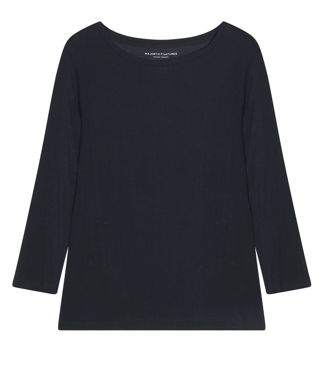 Majestic Filatures Viskose-Mix Shirt U-Boot Ausschnitt 3/4 Arm
