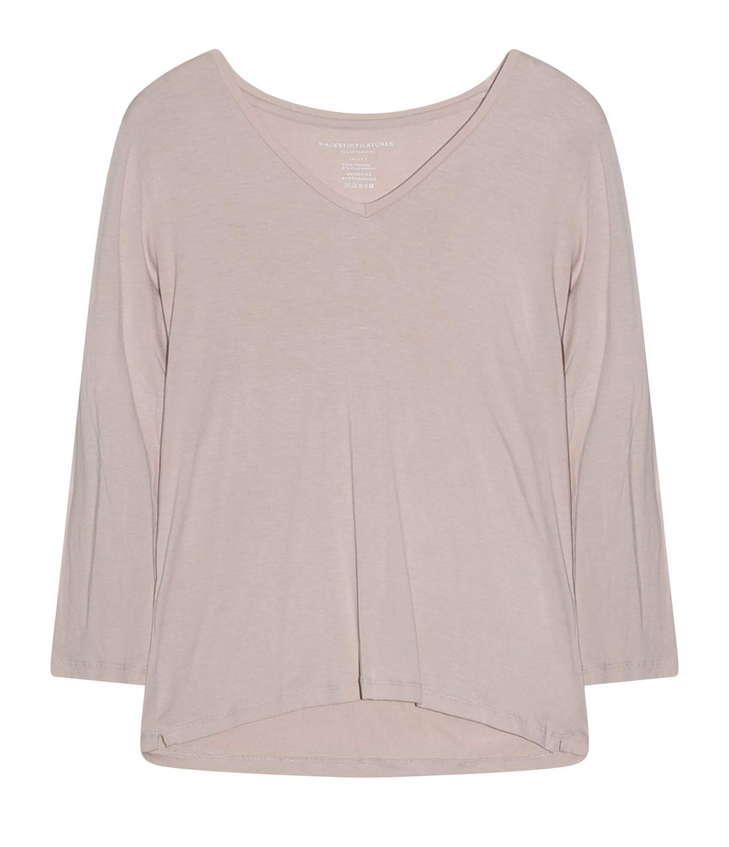 Majestic Filatures Viskose-Mix Shirt V-Ausschnitt 3/4 Arm