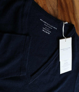 Majestic dünner Kaschmir Pullover V-Ausschnitt