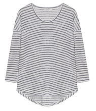Load the image into the gallery viewer, Stefan Brandt Linen Mix Shirt Febe Stripes Round Neck 3/4 Sleeve
