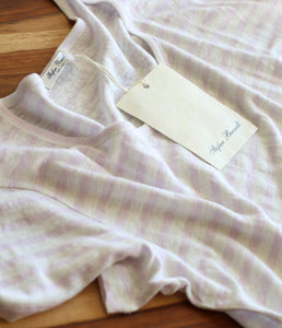Stefan Brandt Leinen Shirt Sienna Streifen Rundhalsausschnitt Kurzarm