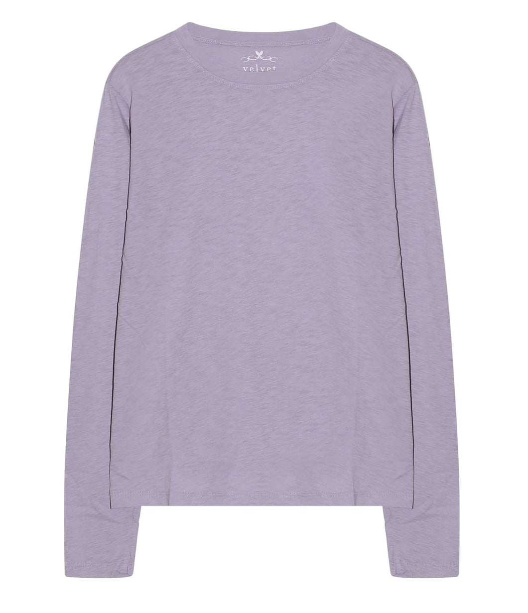Velvet by Graham and Spencer Cotton Shirt Hester Crew Neck Long Sleeve