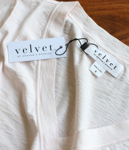 Velvet by Graham and Spencer Cotton Shirt Jill V-Neck Short Sleeve